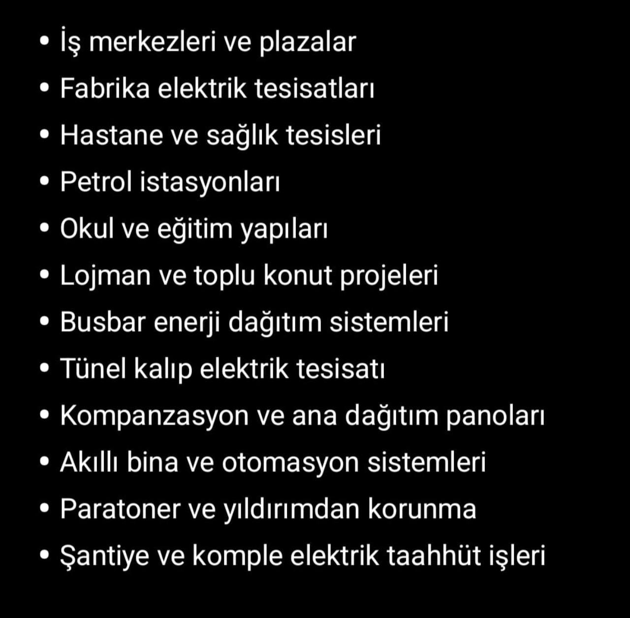 Erge Elektrik hizmet listesi